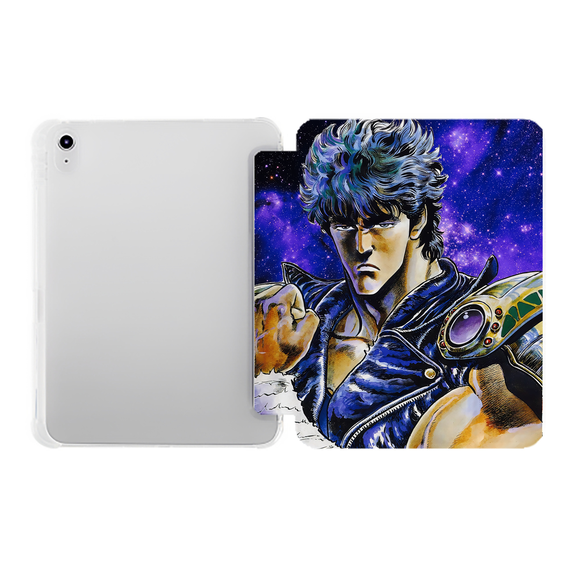 （画像用） 北斗の拳 Fist of the North Star IPad ケース ペン収納付き 三つ折りスタンド PUレザー×シリコン 対応機種9.5/10.5/10.9インチ